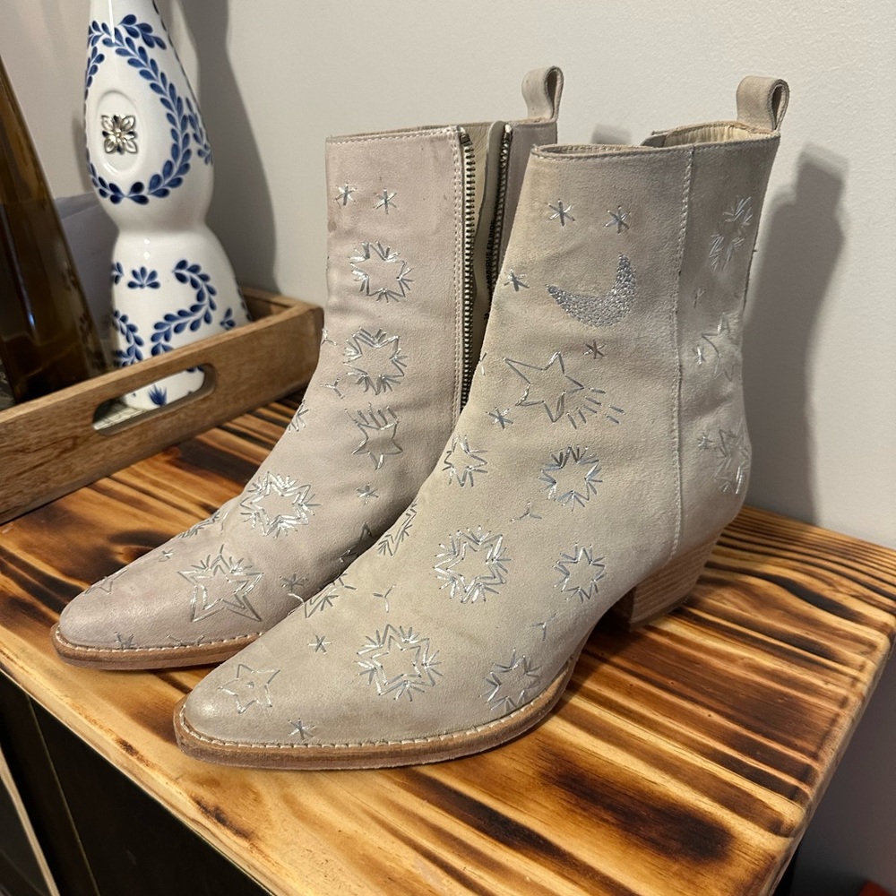 Free People Gray Ankle Booties with Western Flair